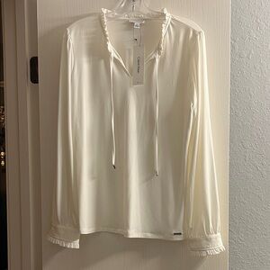 Calvin Klein Women's Ivory Ruffle Blouse